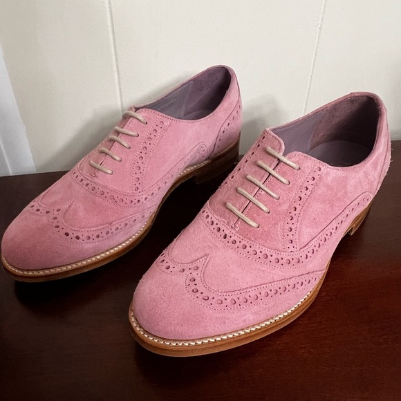 NWOT Barker Freya - Pink Suede Women Oxford Brogue Shoe - Picture 4 of 15